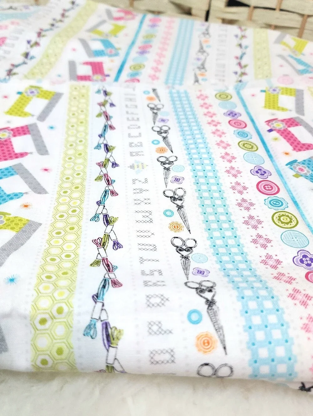 Benartex Stitch Garden by Cherry Guidry Sewing Machine Cotton Fabric 2 Yards